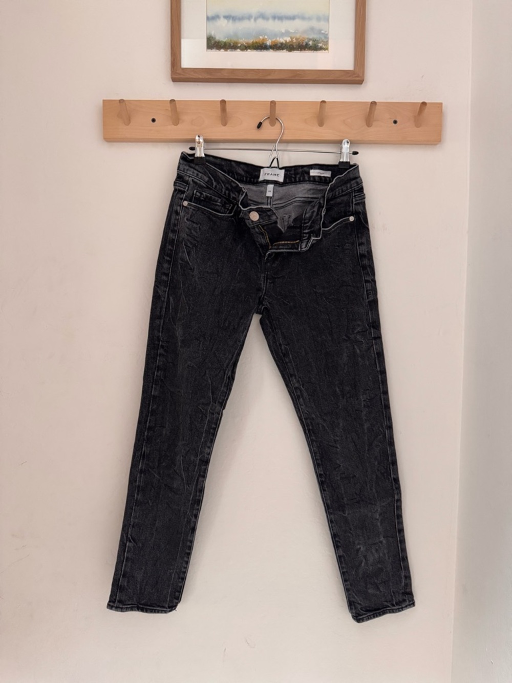 Frame Denim Black Straight-Leg Jeans Le Garçon